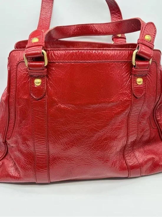 Fendi Red Leather Satchel tote with Gold-Tone Hardware - Picture 2 of 8